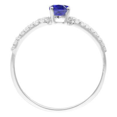 Bague Or Blanc 375, Saphir 0,65 ct, Oxydes de Zirconium - Aurora