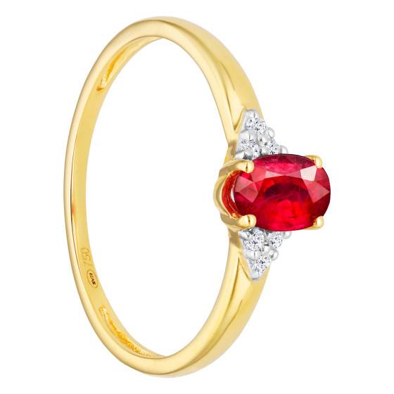 Bague Cocktail Plaquée Or 14k – Rubis Et Diamants Simulés – Ovale 2CT – Taille Ajustable