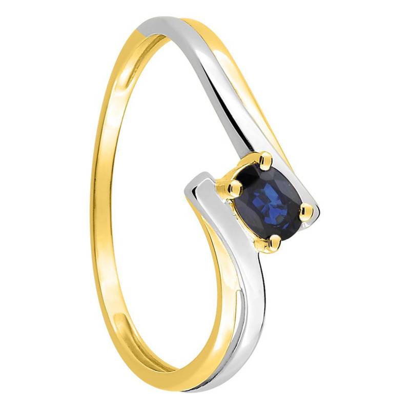 375/1000 Yellow Gold & Rhodium-Plated Sapphire Solitaire Ring - Aurora