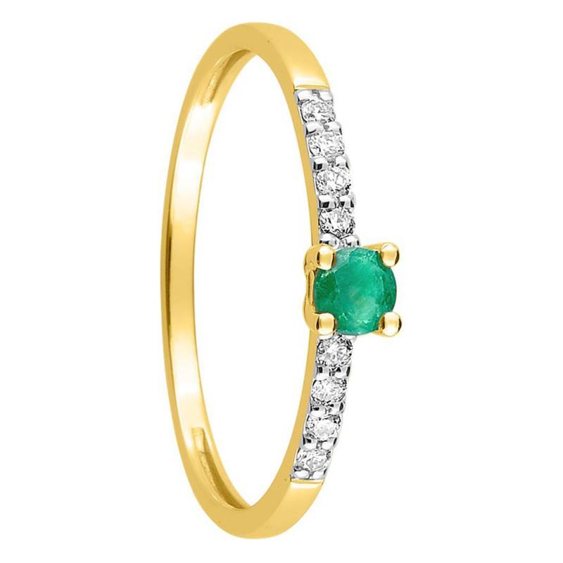 375/1000 Yellow Gold Emerald and Zirconium Oxide Halo Ring - Aurora