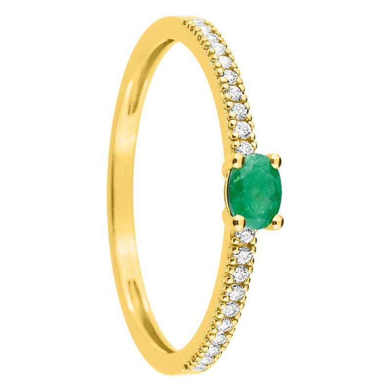 375/1000 Yellow Gold Emerald and Zirconium Oxide Halo Ring - Aurora