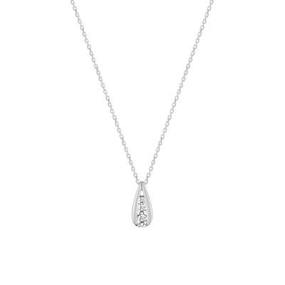Collier en Or Blanc 375 & Oxydes de Zirconium, Longueur 42 cm - Emanessence