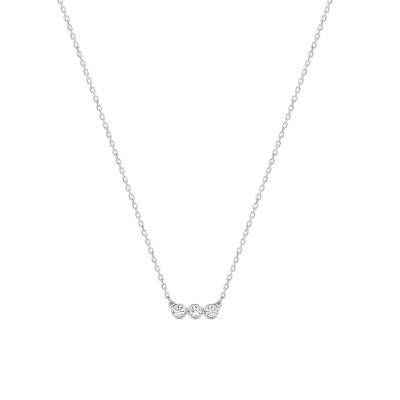 Collier Cercles en Or Blanc 375 & Oxydes de Zirconium, Longueur 40 à 42 cm - Emanessence