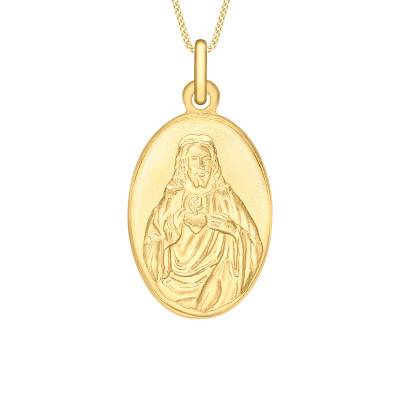 Médaille Ovale Christ Sacré-Coeur en Or Jaune 375 - Vandona