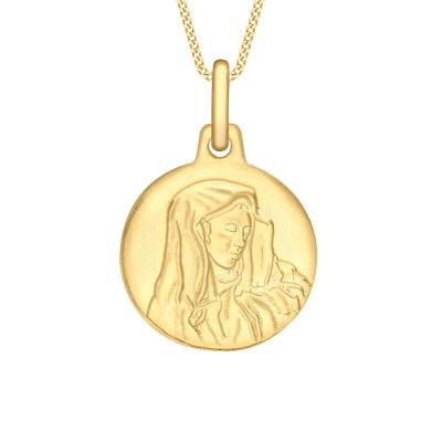 Médaille Vierge à l'Enfant Or Jaune 375, Diamètre 12 mm - Vandona