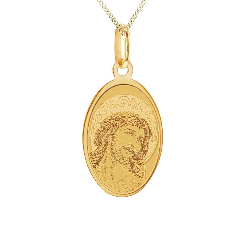 375 Yellow Gold Oval Jesus Christ Medal - Vandona