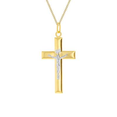 Two-Tone 375 Gold Crucifix Pendant - Vandona