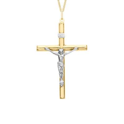 Two-Tone 375 Gold Crucifix Pendant - Vandona