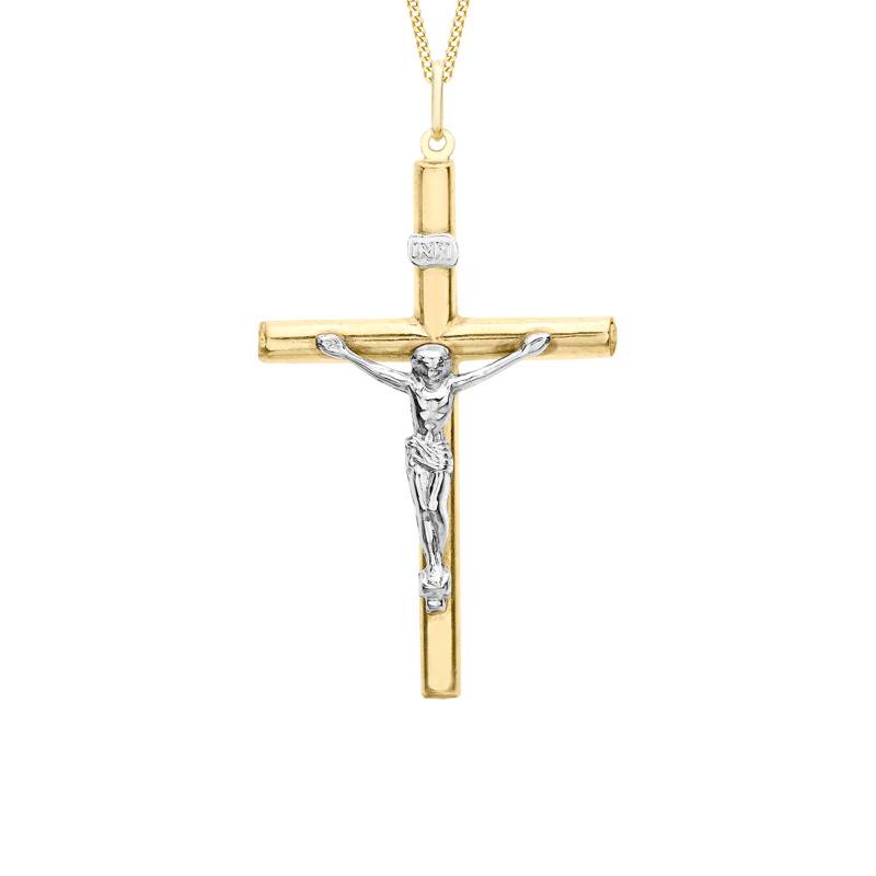 Two-Tone 375 Gold Crucifix Pendant - Vandona
