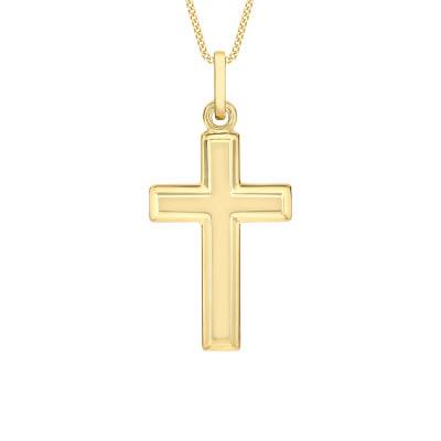 375 Yellow Gold Large Polished Cross Pendant - Vandona