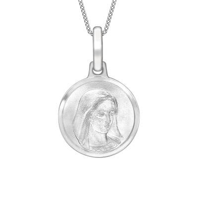 375/1000 White Gold Round "Holy Mary" Pendant - Vandona