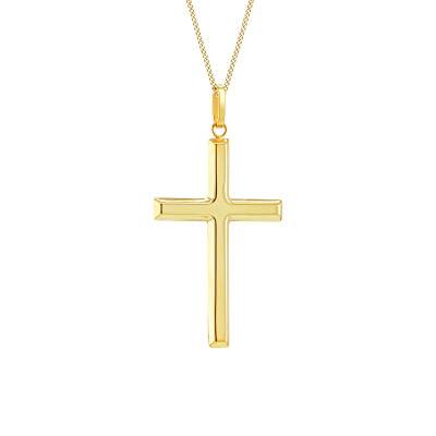 375 Yellow Gold Polished Cross Pendant - Vandona
