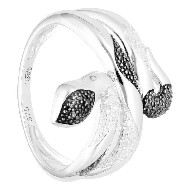 375/1000 White Gold Diamond Snake Ring - Divine