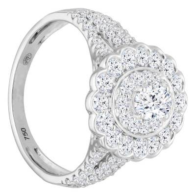 750/1000 White Gold & Diamond 1.46 cts Half Eternity Solitaire Ring - Divine