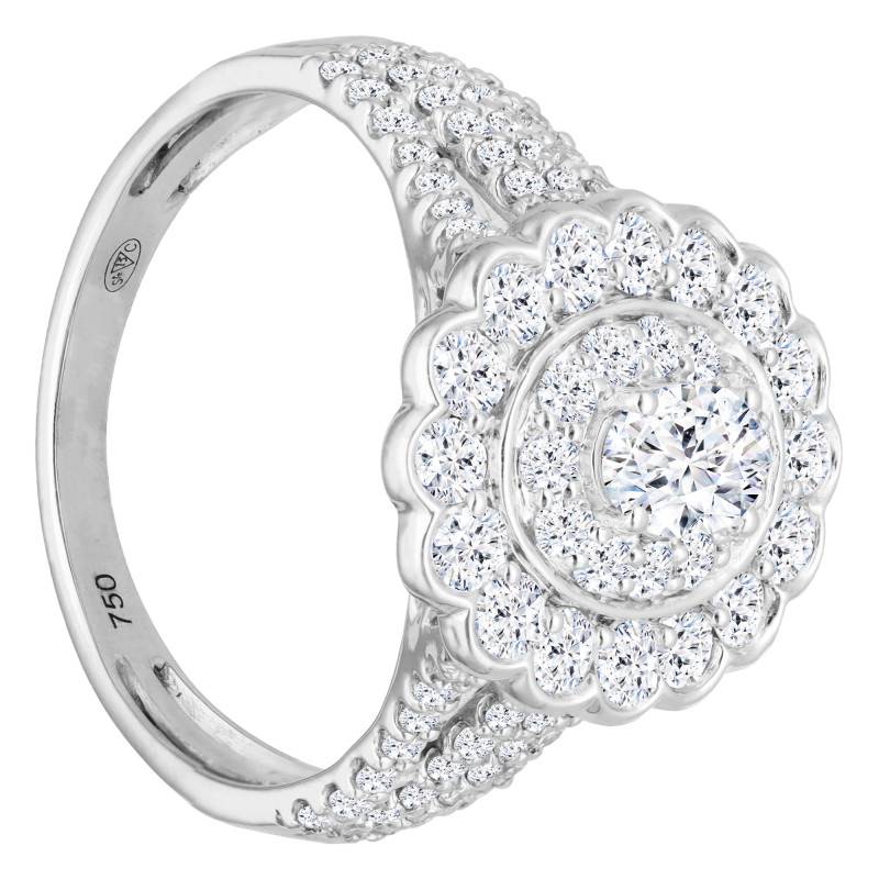 750/1000 White Gold & Diamond 1.46 cts Half Eternity Solitaire Ring - Divine