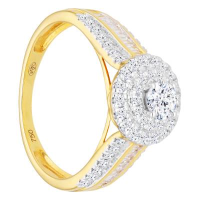 750/1000 Yellow Gold & 0.97 ct Diamond Half-Set Solitaire Ring - Divine