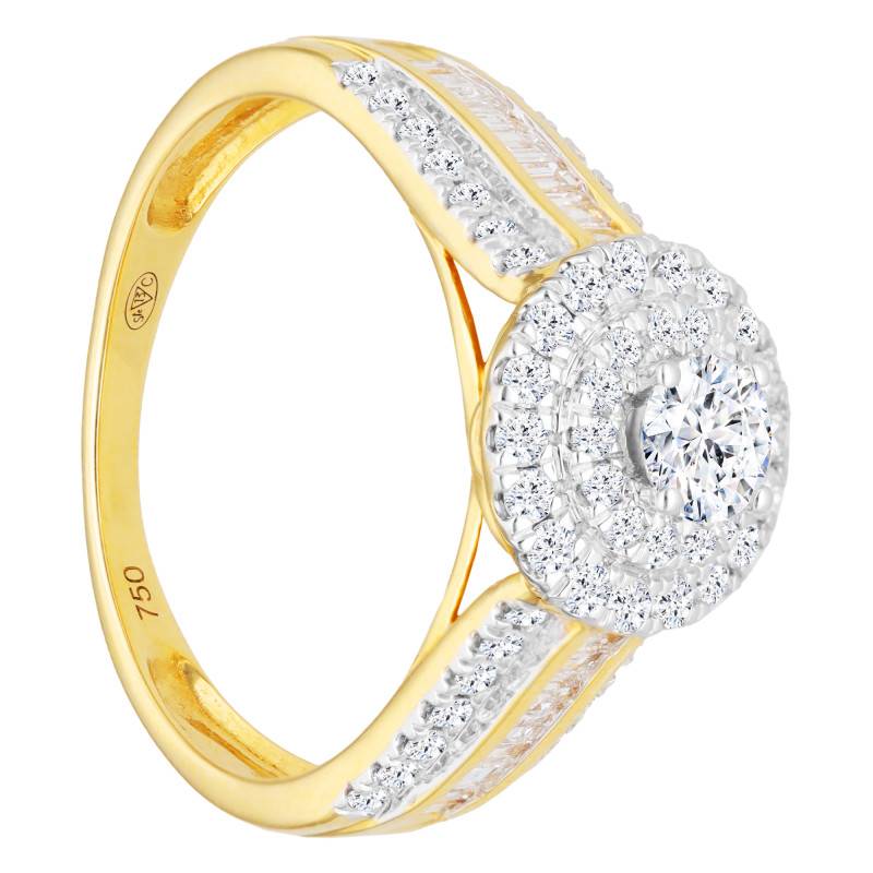 750/1000 Yellow Gold & 0.97 ct Diamond Half-Set Solitaire Ring - Divine