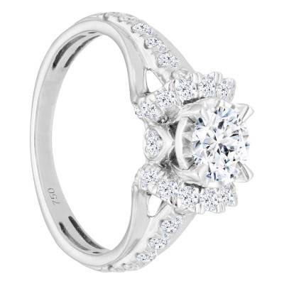 750/1000 White Gold Diamond Engagement Ring 1,05 ct - Size 50 - Divine
