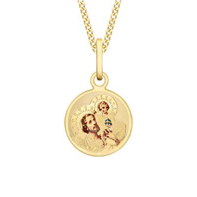375 Yellow Gold Saint Christopher Medal, 11 mm Diameter - Vandona