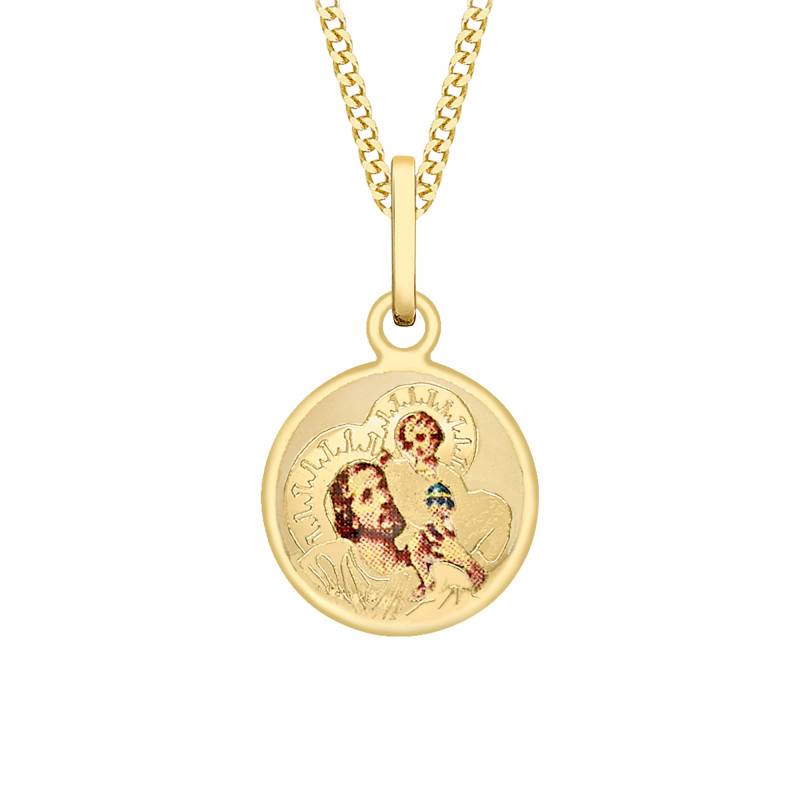 375 Yellow Gold Saint Christopher Medal, 11 mm Diameter - Vandona