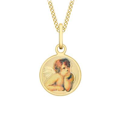 Médaille Chérubin Ronde en Or Jaune 375, Diamètre 11 mm - Vandona