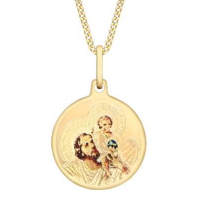 Médaille Saint-Christophe Ronde en Or Jaune 375, Diamètre 15 mm - Vandona
