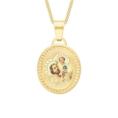 Oval 375 Yellow Gold Saint-Christopher Medal, 15 mm Diameter - Vandona