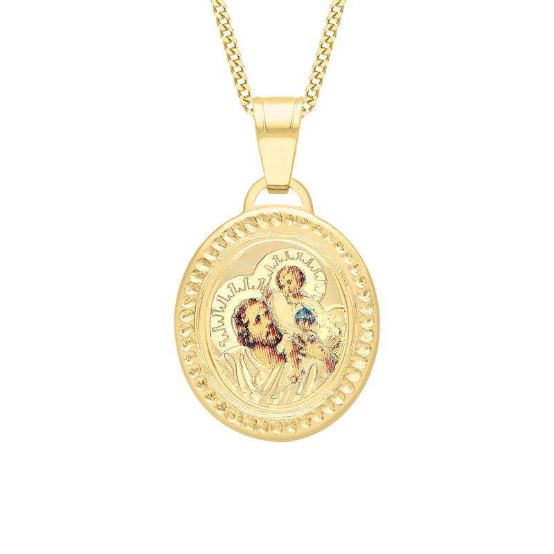 Oval 375 Yellow Gold Saint-Christopher Medal, 15 mm Diameter - Vandona