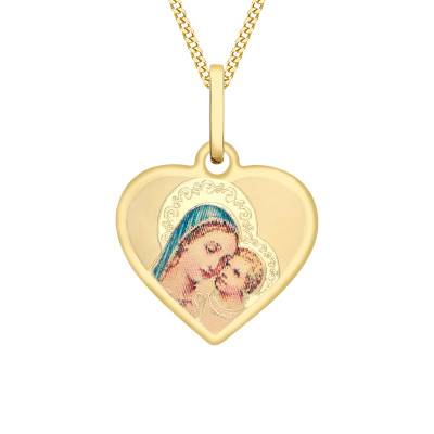 375 Yellow Gold Mother and Son Heart Pendant - Vandona