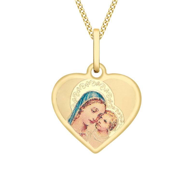 375 Yellow Gold Mother and Son Heart Pendant - Vandona