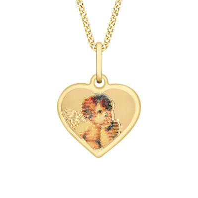 375 Yellow Gold Heart Cherub Pendant - Vandona