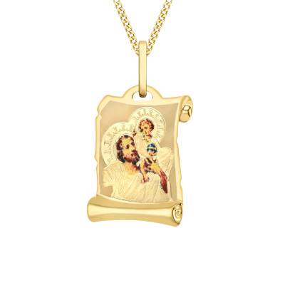 375 Yellow Gold Saint Christopher Parchment Pendant - Vandona