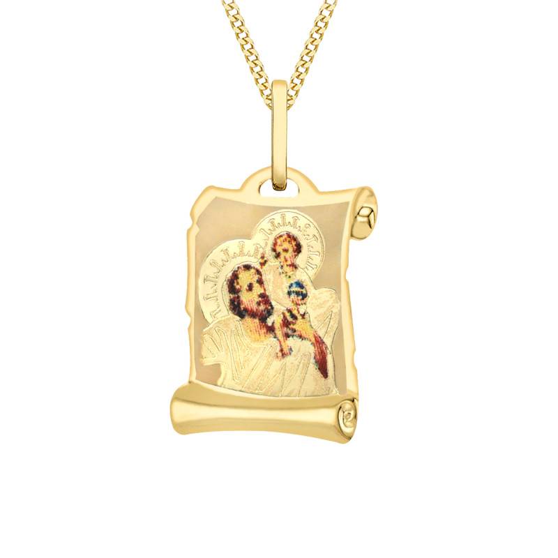 375 Yellow Gold Saint Christopher Parchment Pendant - Vandona