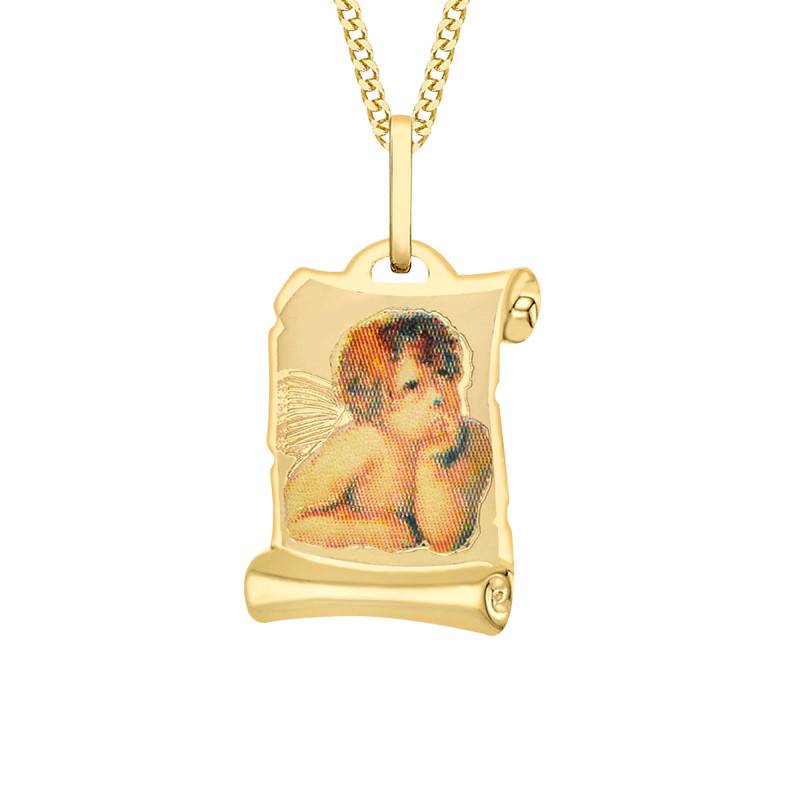 375 Yellow Gold Parchment Cherub Pendant - Vandona