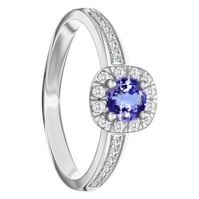 Bague Or Blanc 750, Saphir 0,22 ct, Diamants 0,16 ct - Aurora