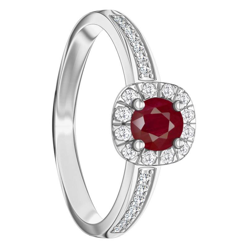 750/1000 White Gold Ruby & Diamond 0.16 ct Cluster Ring - Aurora