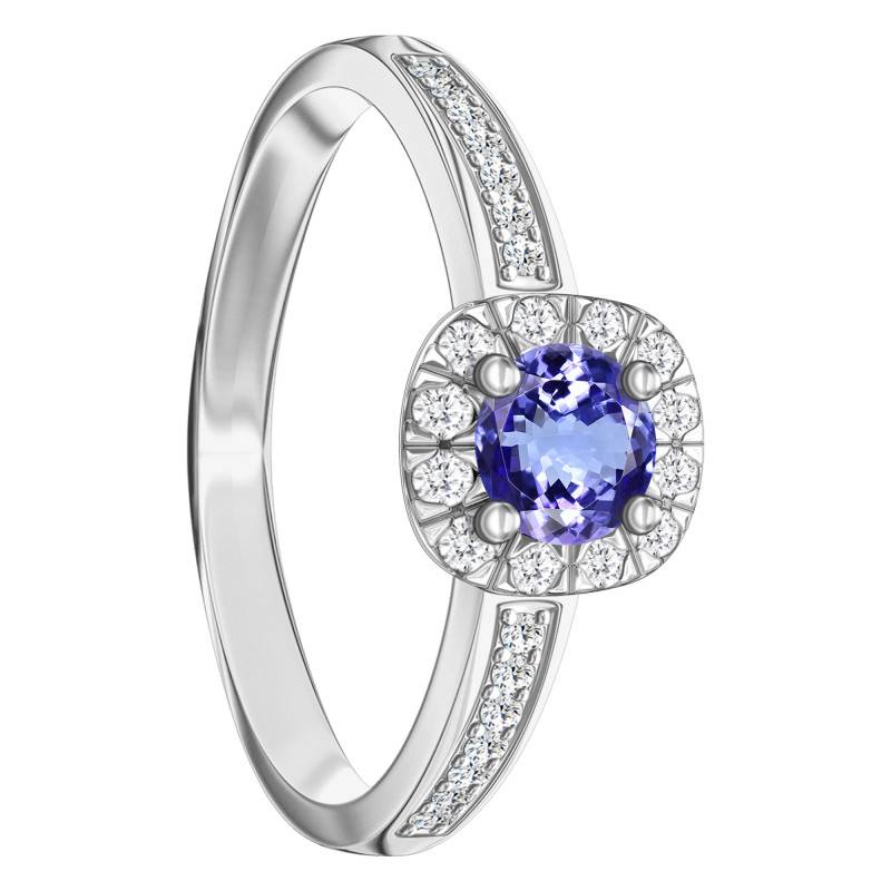 Sapphire 0.22 ct & Diamond 0.16 ct Cluster Ring in 375 White Gold - Aurora