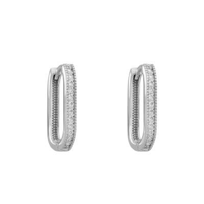 Boucles d'oreilles Ovales Diamants 0,20 ct en Or Blanc 750 - Divine