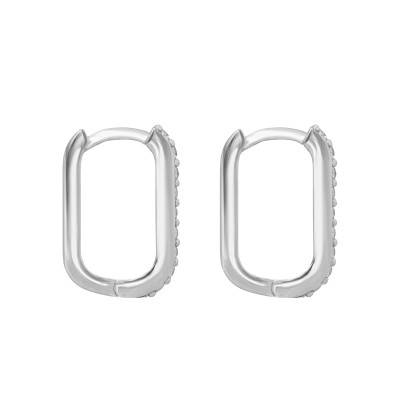 Boucles d'oreilles avec Diamants 0,20 ct en Or Blanc 375 - Divine