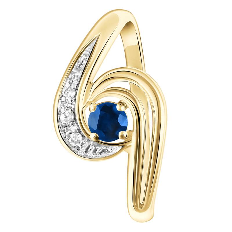 750/1000 Yellow Gold Spiral Ring With Diamonds and 0.22 ct Sapphire - Aurora