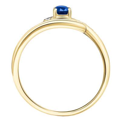 750/1000 Yellow Gold Spiral Ring With Diamonds and 0.22 ct Sapphire - Aurora