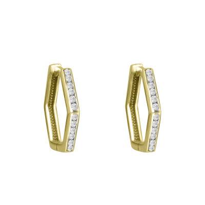Boucles d'oreilles Hexagonales Diamants 0,20 ct en Or Jaune 375 - Divine