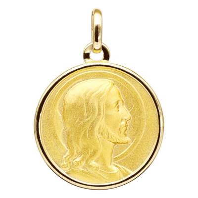 Médaille Christ Visage Serein Or Jaune 750, Diamètre 19 mm - Emanessence