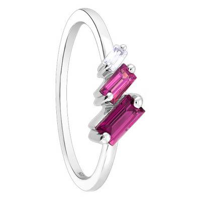 Bague Or Blanc 375 ou 750, Tourmalines Roses & Diamant 0,03 ct - Aurora