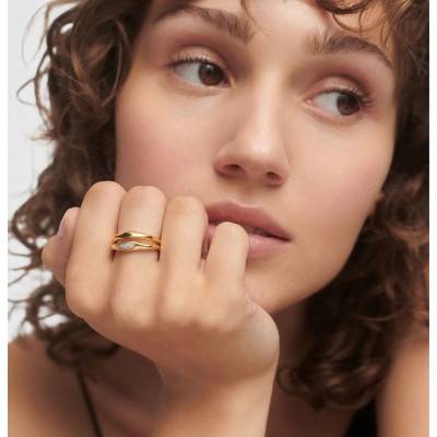 Bagues Onda en Argent Doré & Zircones Blanches - AN01-C21-14 - Pdpaola