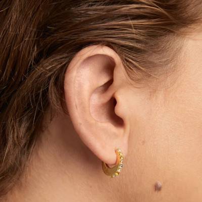 Créoles Vivi en Argent Doré & Zircones Multicolores, Diamètre 9 mm - AR01-B90-U - Pdpaola