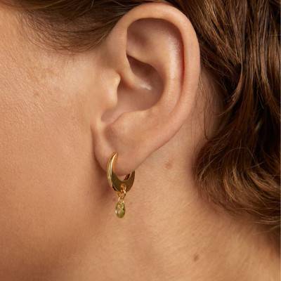 Créoles Lily en Argent Doré & Zircone Verte - AR01-B91-U, Diamètre 9 mm - Pdpaola