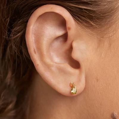 1 Single Lily Earring in Gold-Plated Silver & Green Cubic Zirconia - PG01-203-U - Pdpaola