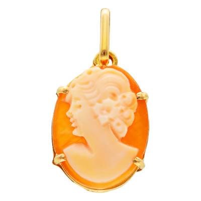 375 or 750 Yellow Gold Orange Cameo Pendant - Lucas Lucor