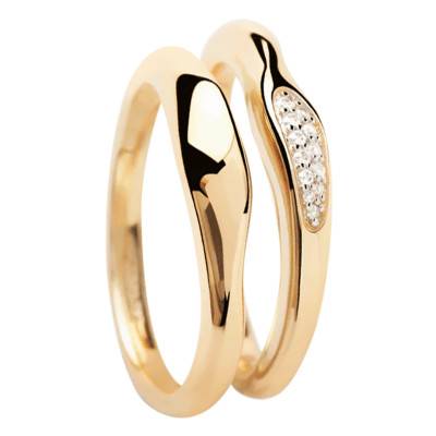 Bagues Onda en Argent Doré & Zircones Blanches - AN01-C21-14 - Pdpaola